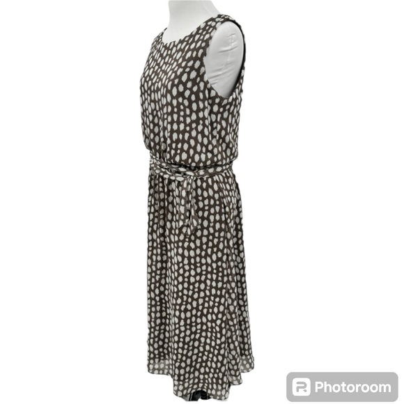 Coldwater Creek sleeveless brown spotted dress with sash women 8 - Picture 3 of 8